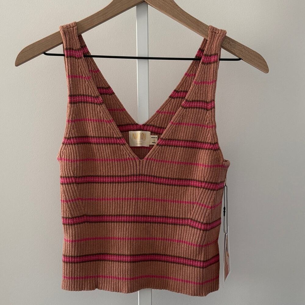 NATION LTD Hari rib cami tank top pink brown small